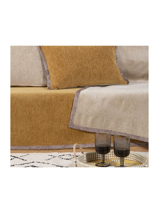 Nef-Nef Homeware Ριχτάρι Τριθέσιου Καναπέ New Tanger 180x300εκ. Mustard / Ecru - Image 3