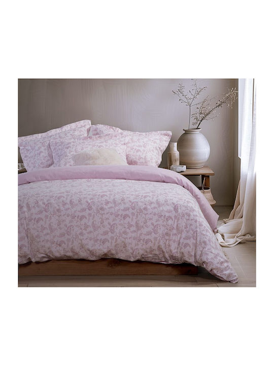 Nef-Nef Homeware Σετ Παπλωματοθήκη Βαμβακοσατέν Υπέρδιπλη με 2 Μαξιλαροθήκες 240x230 Sancario Purple