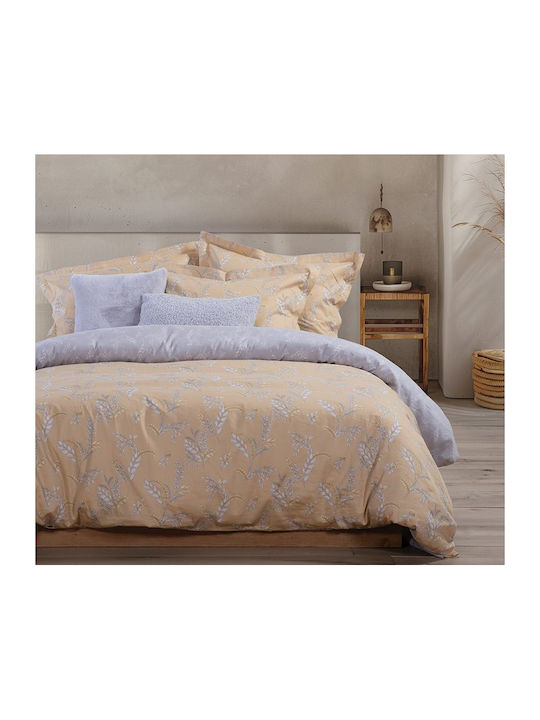 Nef-Nef Homeware Σετ Παπλωματοθήκη Βαμβακοσατέν Υπέρδιπλη με 2 Μαξιλαροθήκες 240x230 Verden Honey