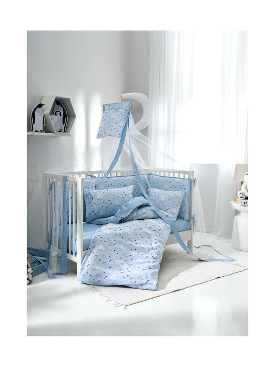 Vesta Home Σετ Βρεφικά Σεντόνια Λίκνου Βαμβακερά Arktos Blue 3τμχ 70x125εκ.