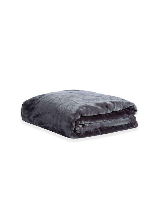 Nef-Nef Loft Κουβέρτα Βελουτέ Υπέρδιπλη 220x240 Dark Grey