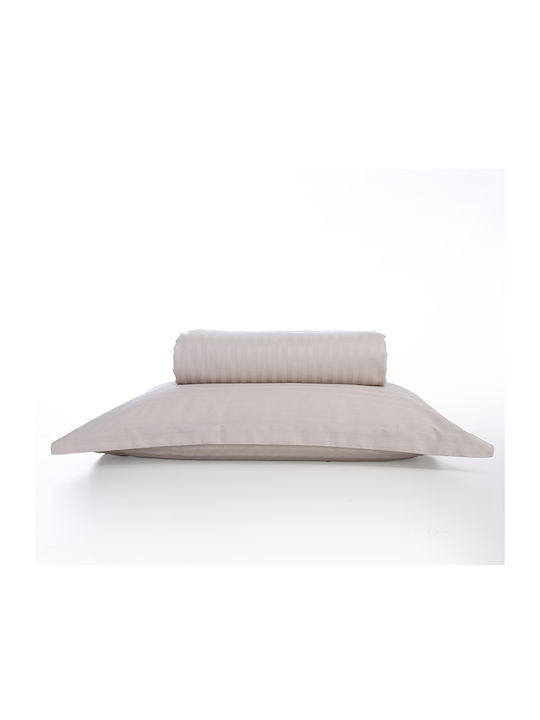 Nef-Nef Homeware Σετ Παπλωματοθήκη Βαμβακοσατέν Υπέρδιπλη με 2 Μαξιλαροθήκες 240x220 Elements Ecru - Image 2