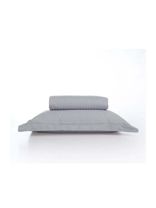 Nef-Nef Homeware Σετ Παπλωματοθήκη Βαμβακοσατέν Υπέρδιπλη με 2 Μαξιλαροθήκες 240x220 Elements Ice Grey - Image 2