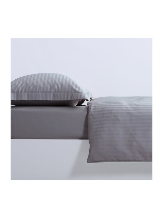 Nef-Nef Homeware Σετ Παπλωματοθήκη Βαμβακοσατέν Υπέρδιπλη με 2 Μαξιλαροθήκες 240x220 Elements Graffite
