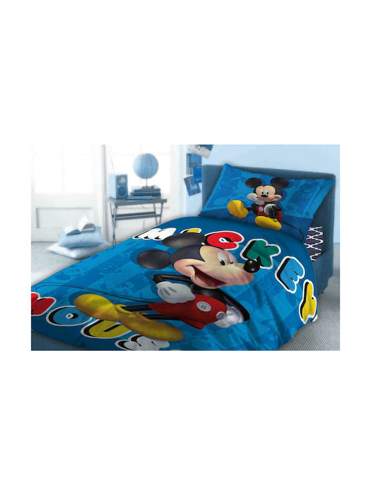 Dimcol Mickey 862 Σετ Σεντόνια Μονά Βαμβακερά σε Μπλε Χρώμα 160x240cm 2τμχ - Image 2