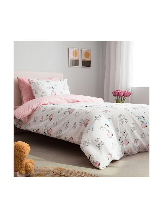 Vesta Home Kids Cindy Σετ Σεντόνια Μονά Βαμβακερά σε Λευκό Χρώμα 170x260cm 3τμχ
