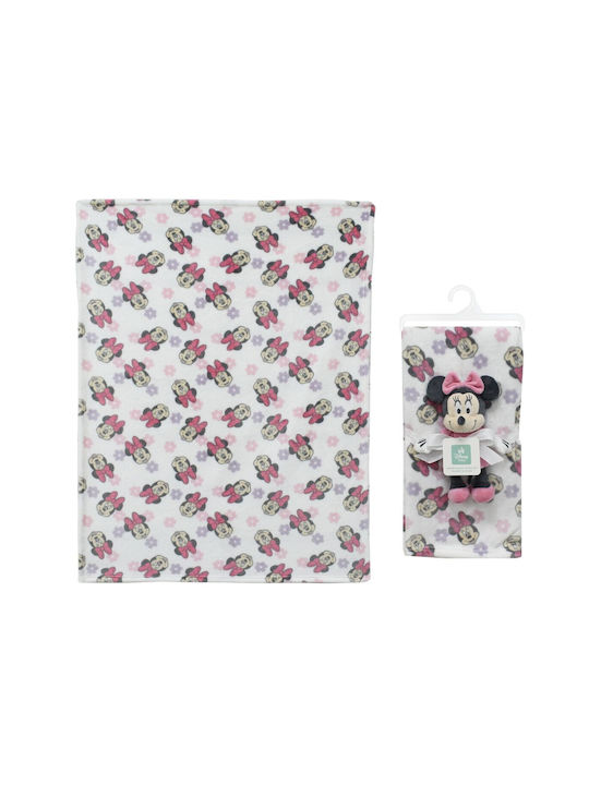 Dimcol Λούτρινο Disney Home Σετ 2 Τεμ. bebe Minnie 31 Ύψος 25 cm & Κουβέρτα Coral Fleece 75X100 cm White-Black